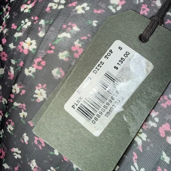 ALLSAINTS Eliana Ditz Floral Top NWT S Pink - Picture 6 of 6